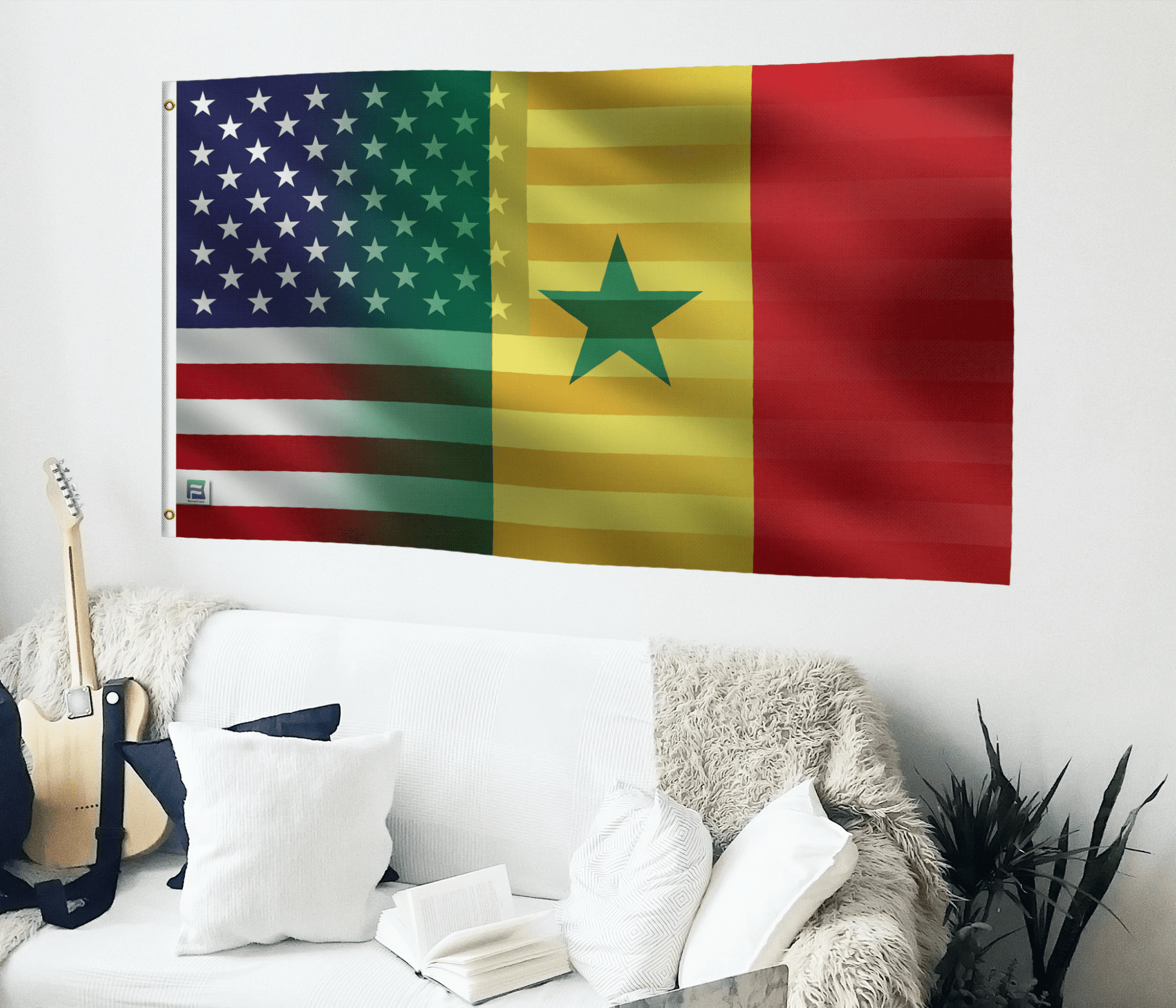 Senegalese American Hybrid Flag - Flags by Bannerfi