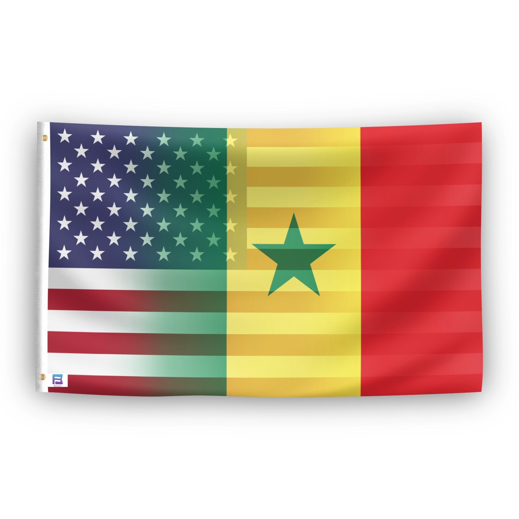 Senegalese American Hybrid Flag with grommets - Flags by Bannerfi