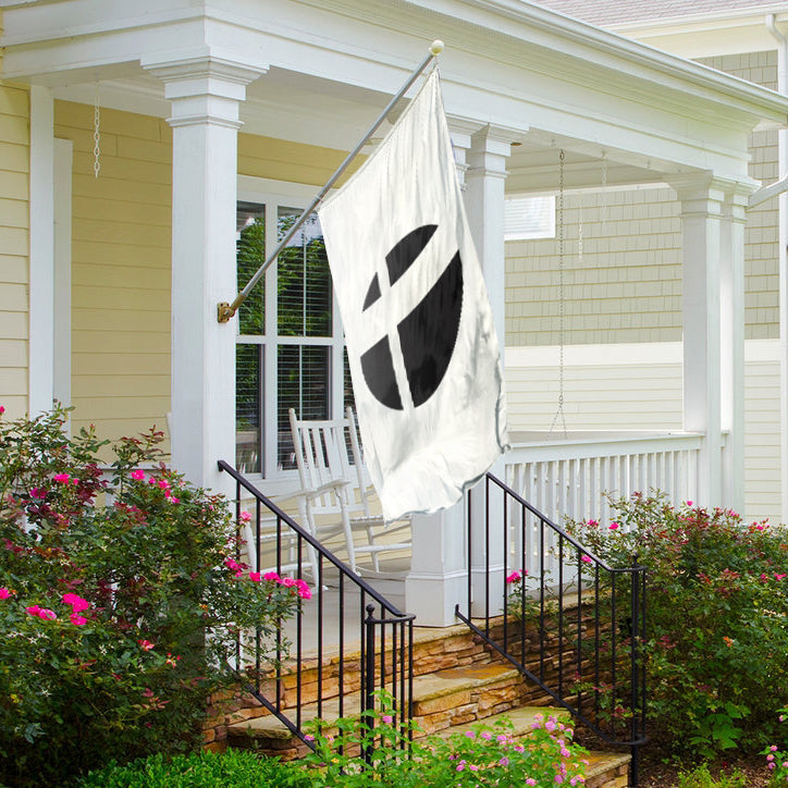Super Smash Bros. Symbol Flag (White) on a front porch - Flags by Bannerfi