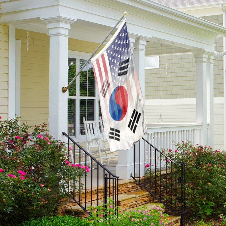 Korean American Hybrid Flag on a front porch - Flags by Bannerfi
