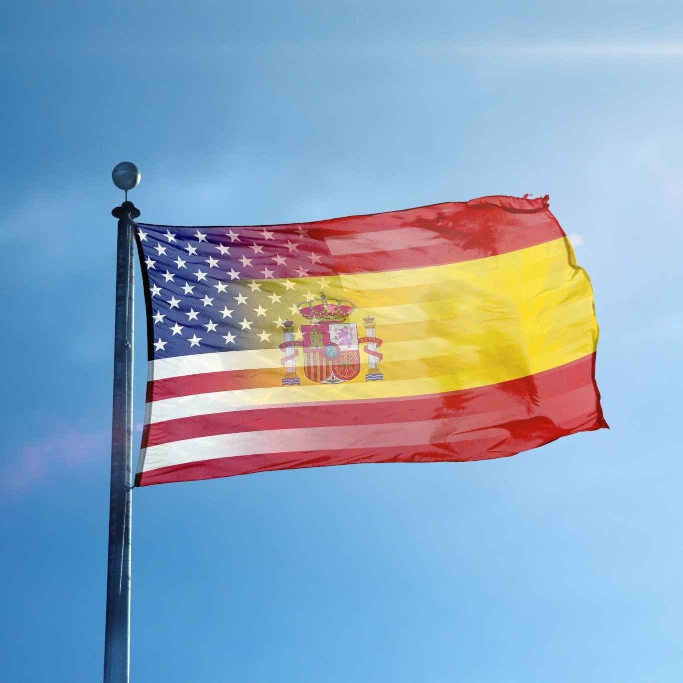 Spanish American Hybrid Flag on a flagpole - Flags by Bannerfi