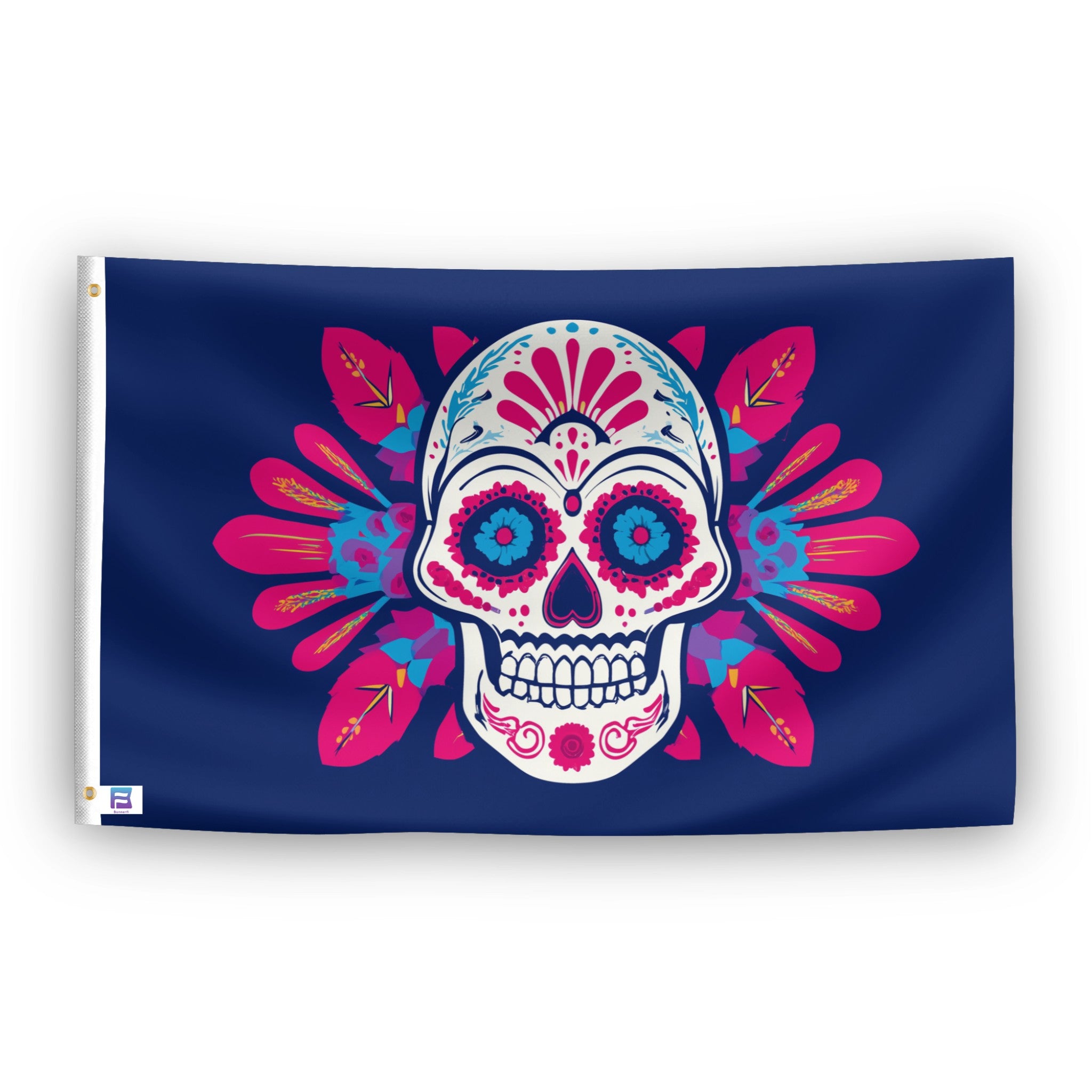 Sugar Skull & Flowers Flag