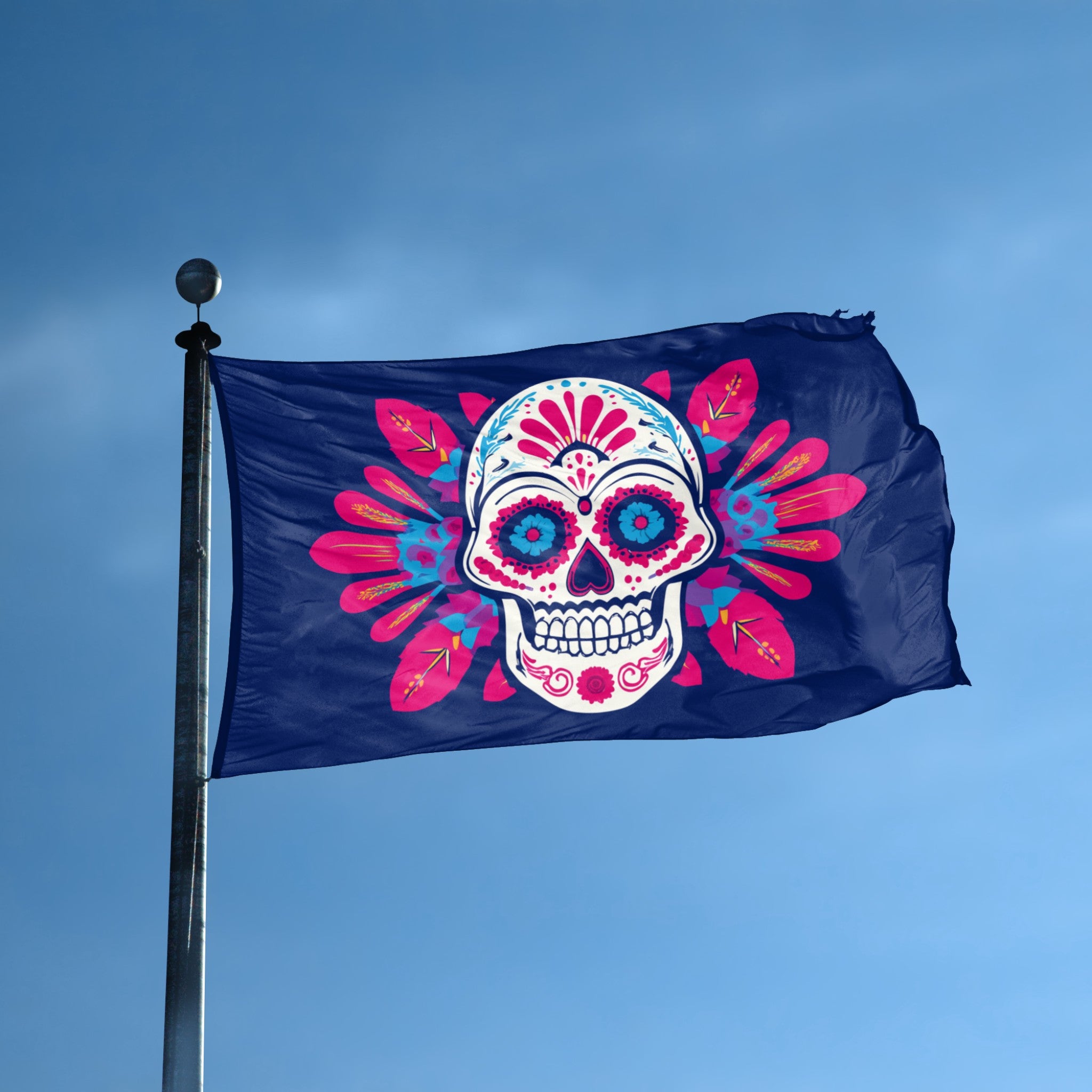 Sugar Skull & Flowers Flag