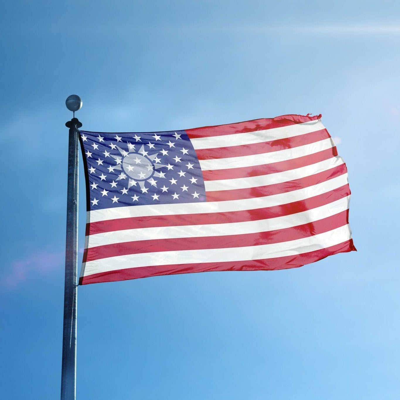 Taiwanese American Hybrid Flag on a flagpole - Flags by Bannerfi