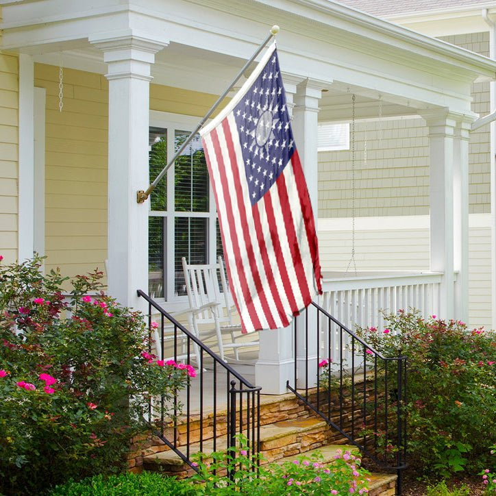Taiwanese American Hybrid Flag on a front porch pole - Flags by Bannerfi