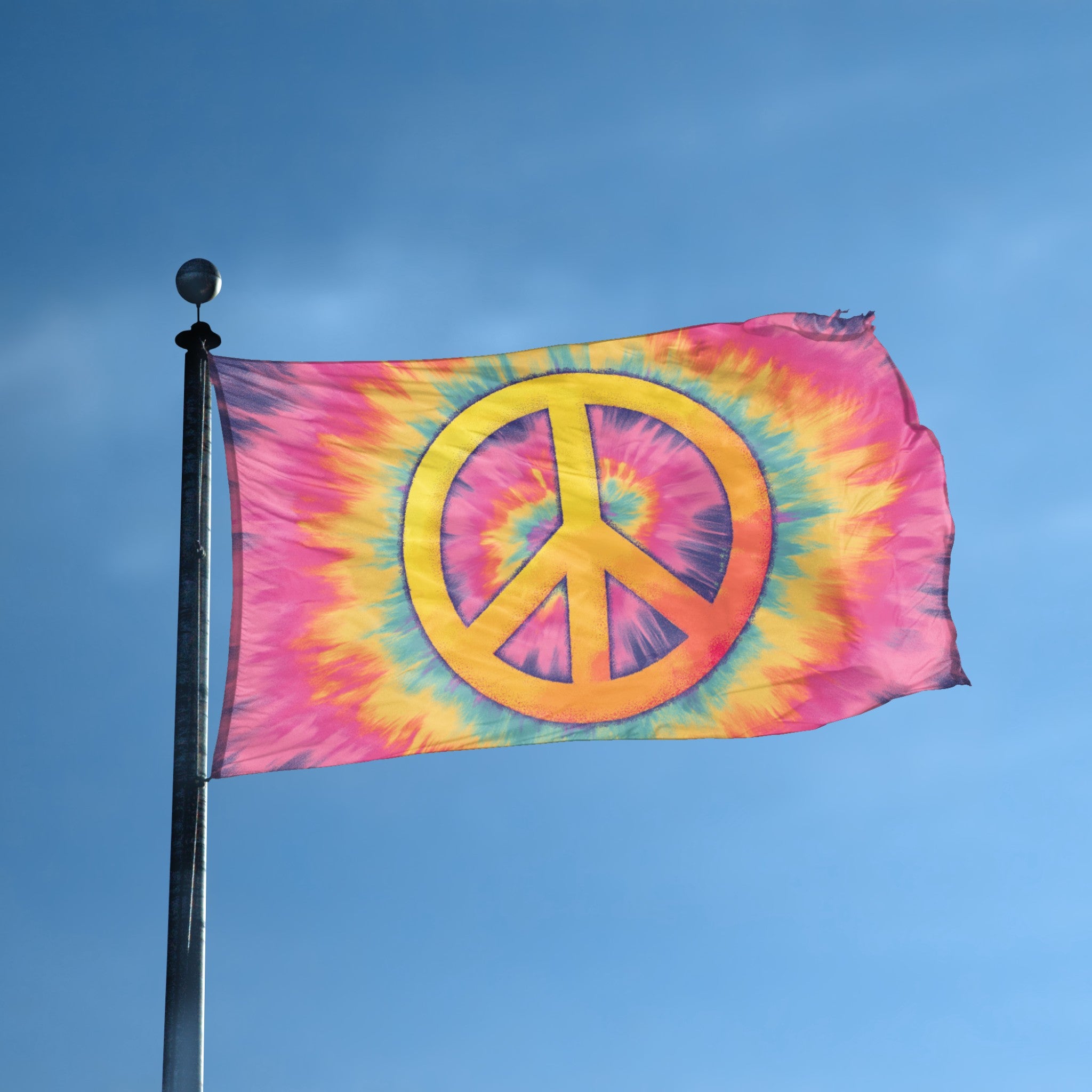 Tie Dye Peace Sign Swirl Flag