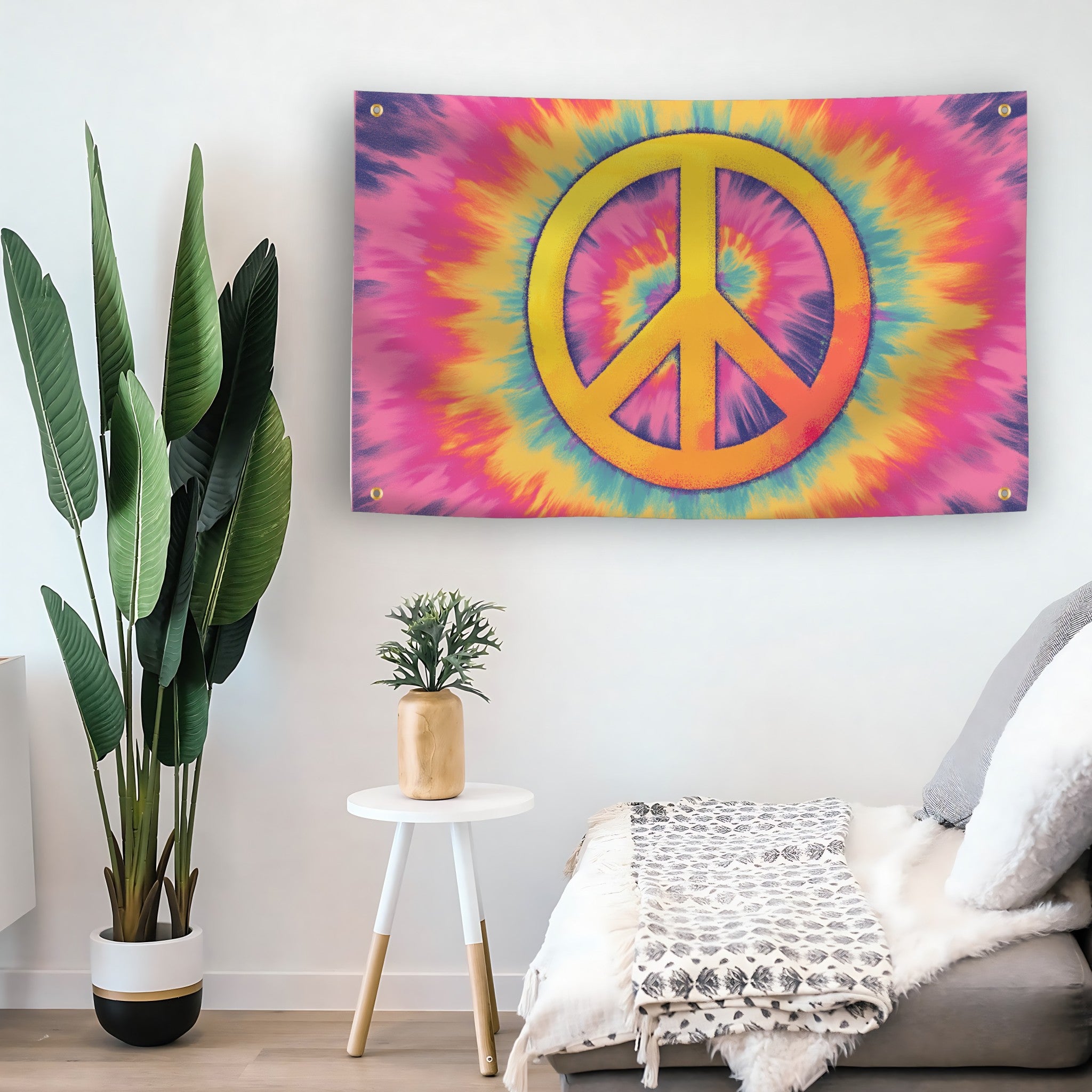 Tie Dye Peace Sign Swirl Flag