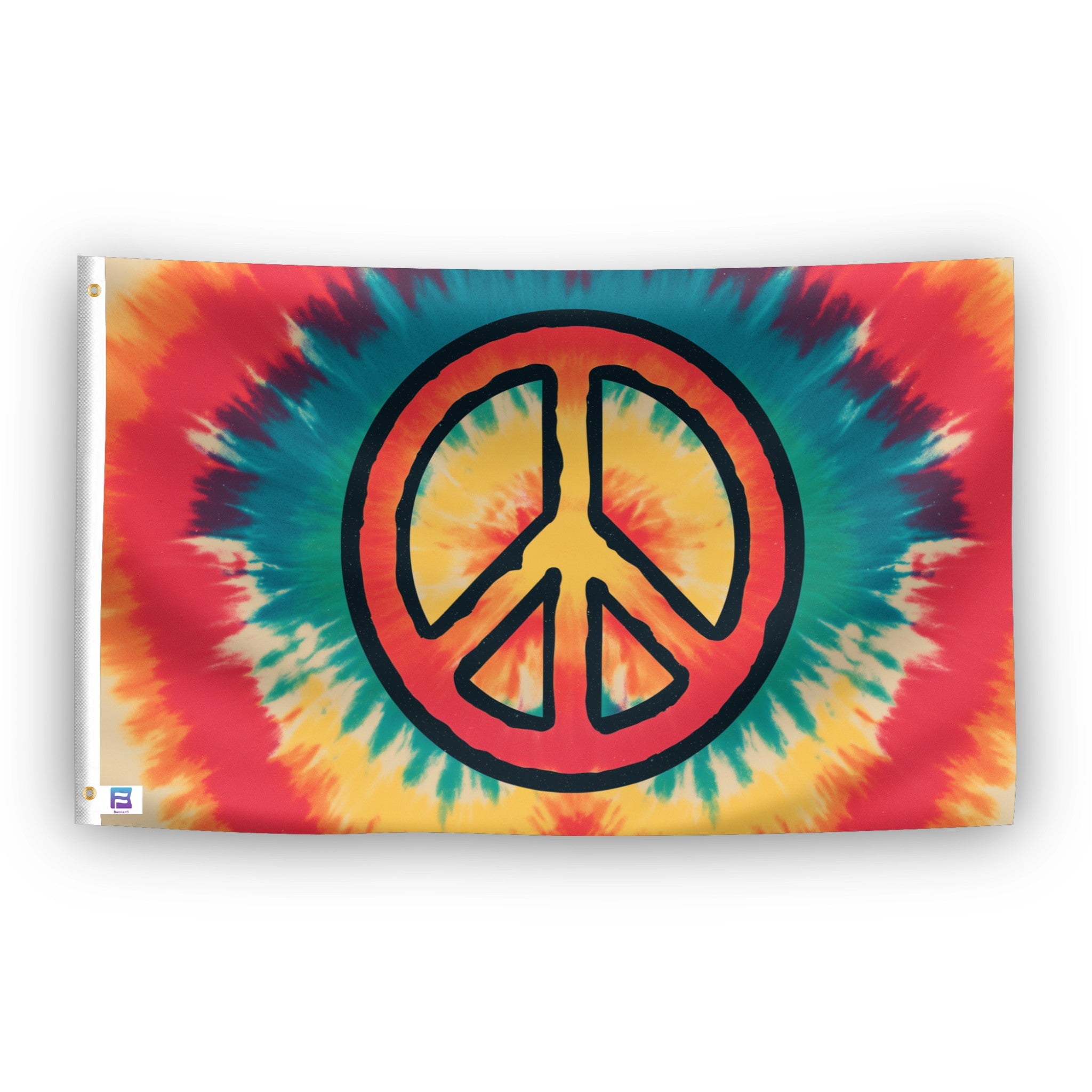 Tie Dye Vintage Peace Sign Flag