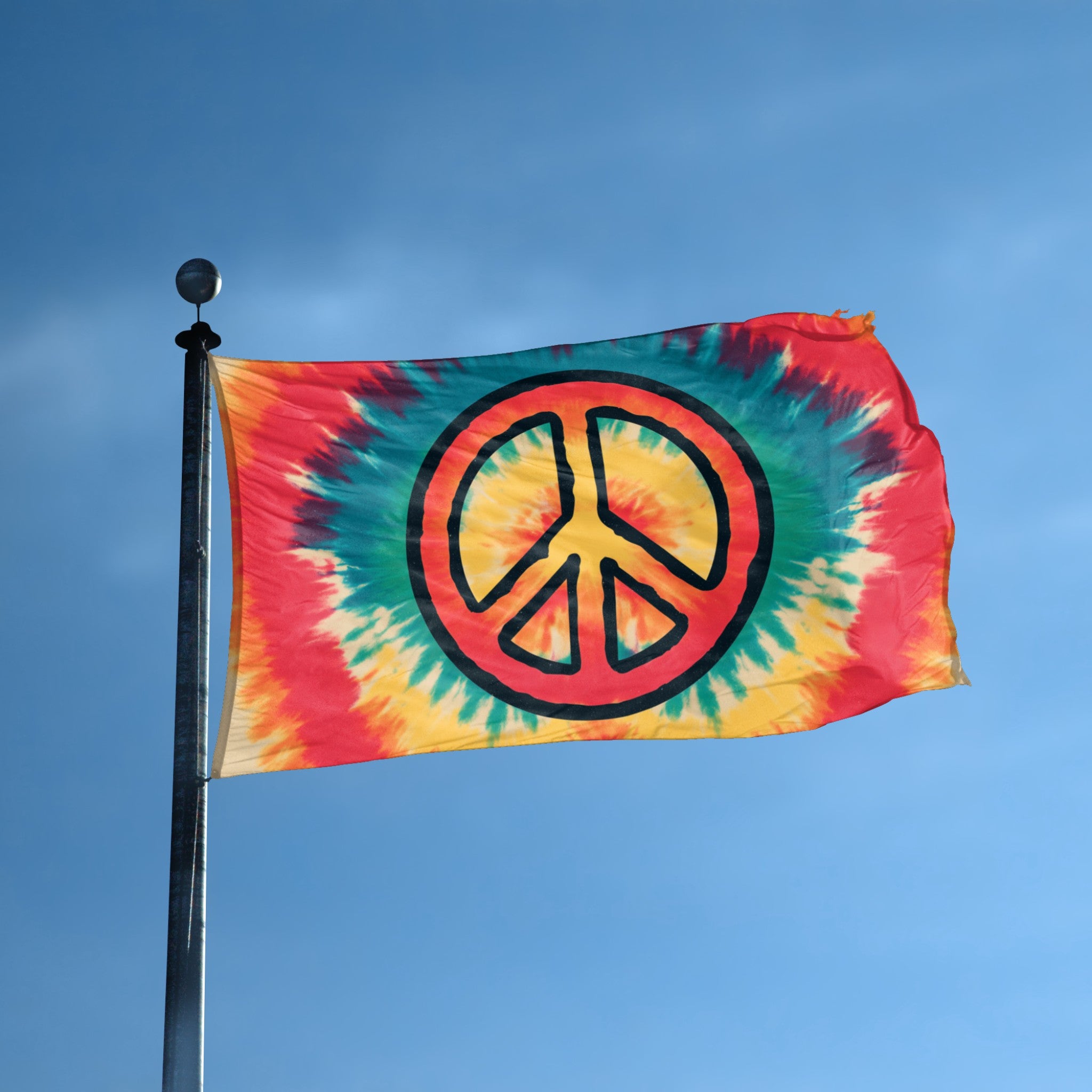 Tie Dye Vintage Peace Sign Flag