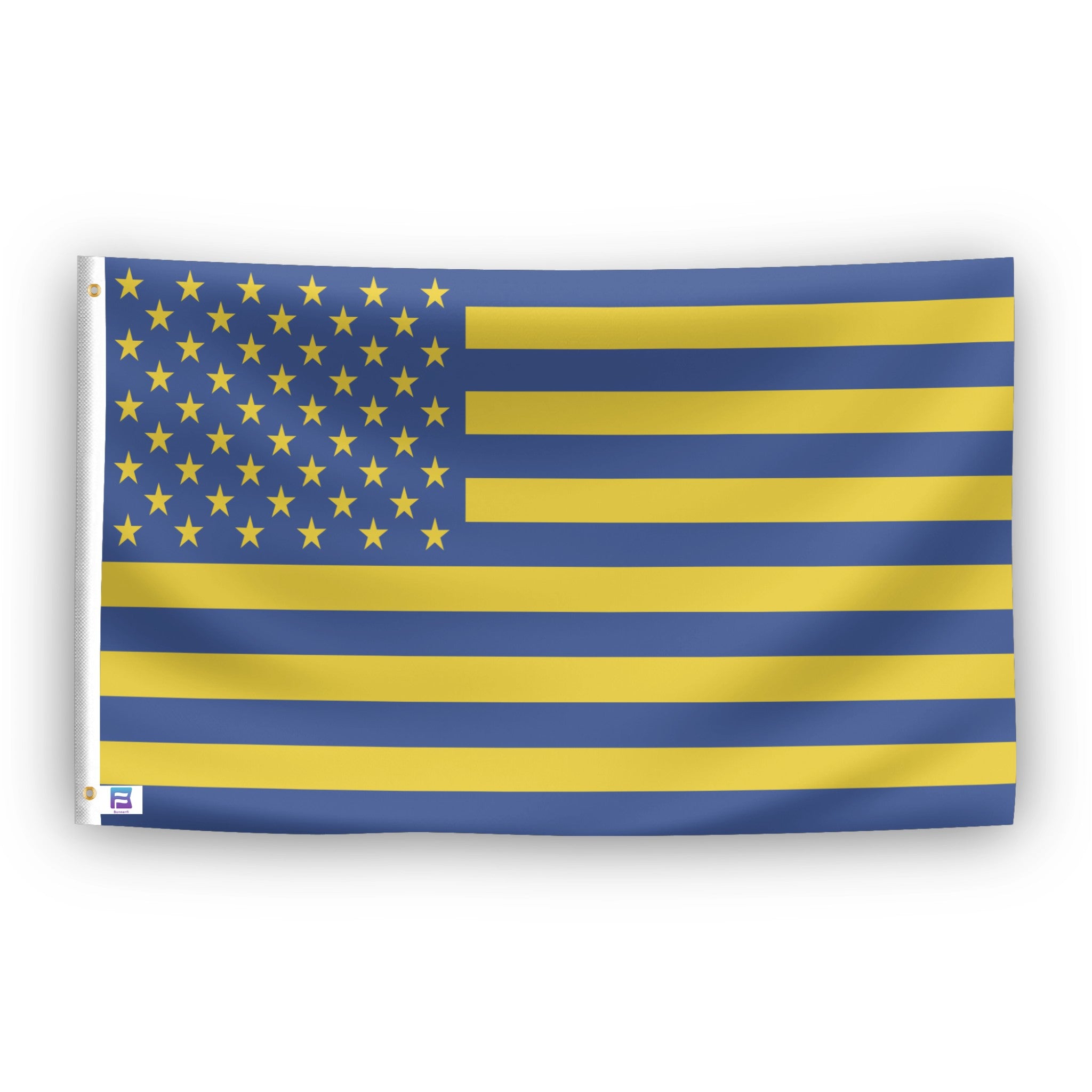Ukrainian Colors American flag – weatherproof polyester with brass grommets and canvas header | Bannerfi