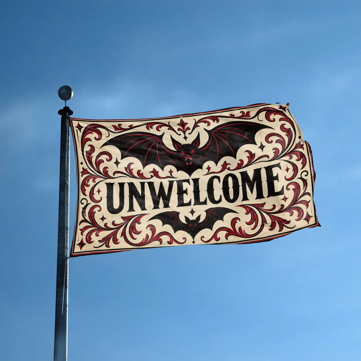 Unwelcome Gothic Bat Flag