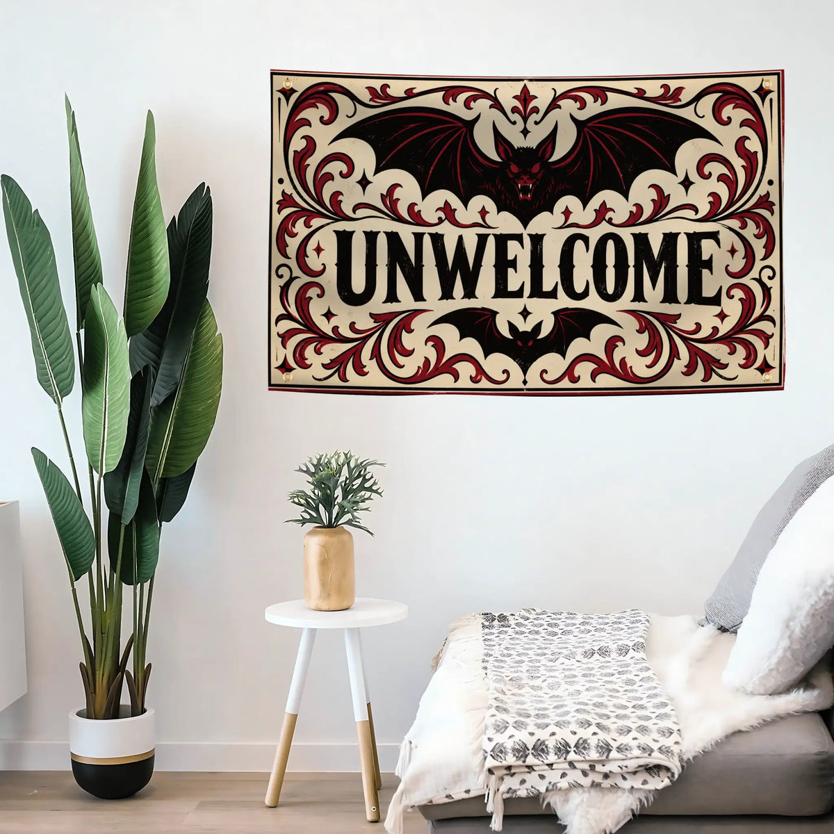 Unwelcome Gothic Bat Flag