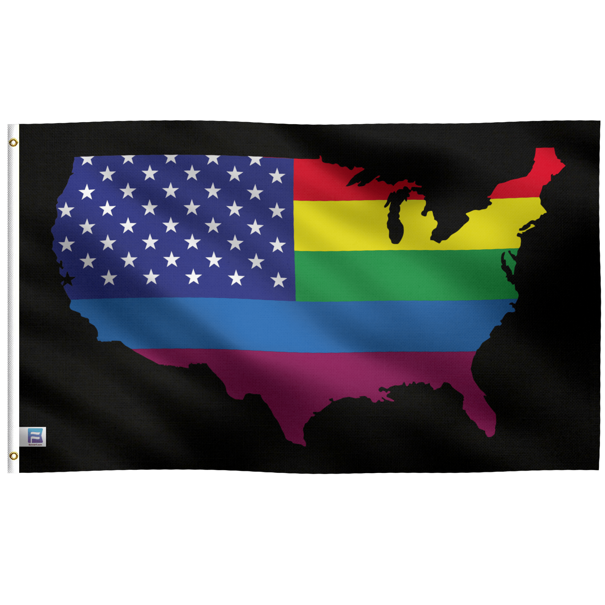 U.S. Map Rainbow Flag