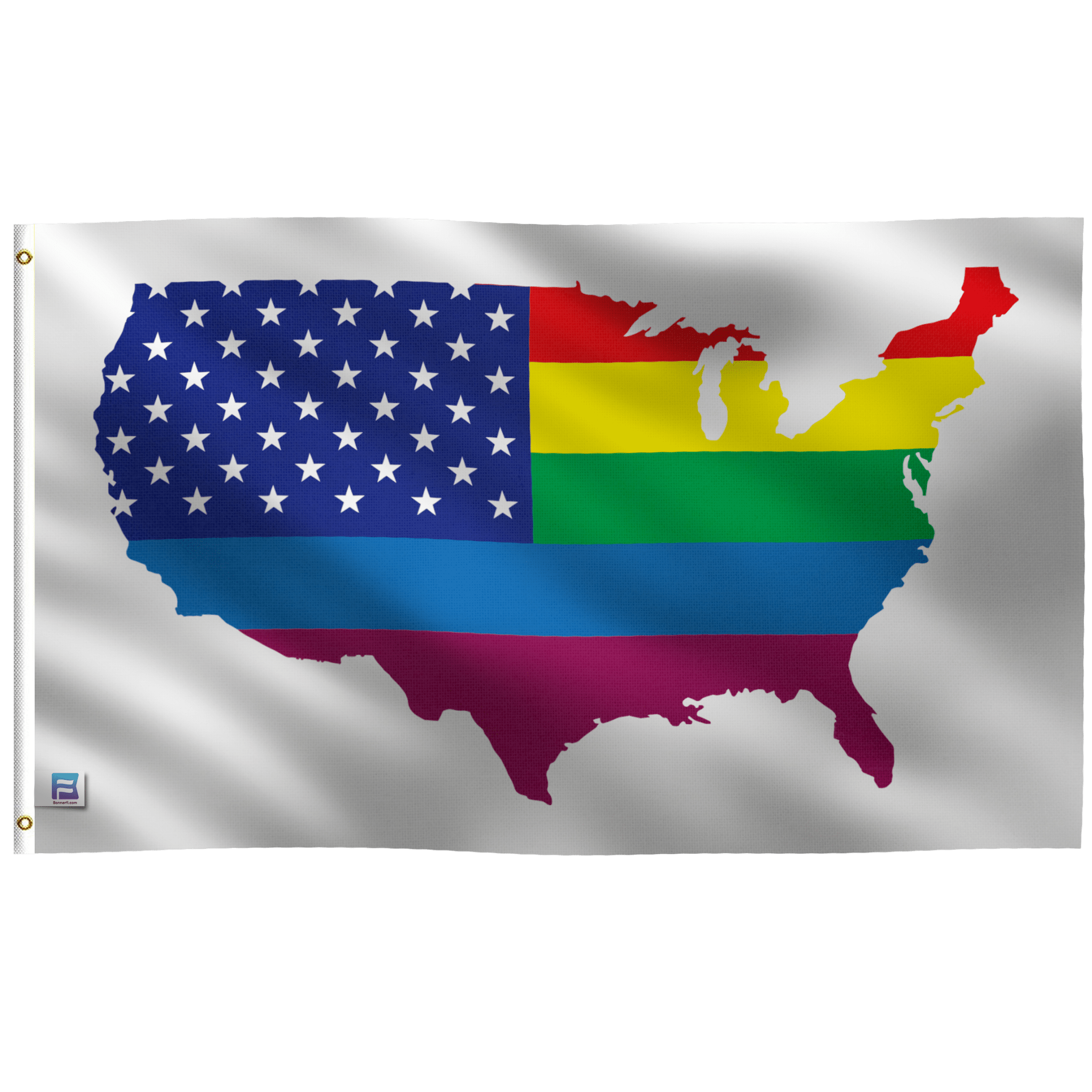 U.S. Map Rainbow Flag