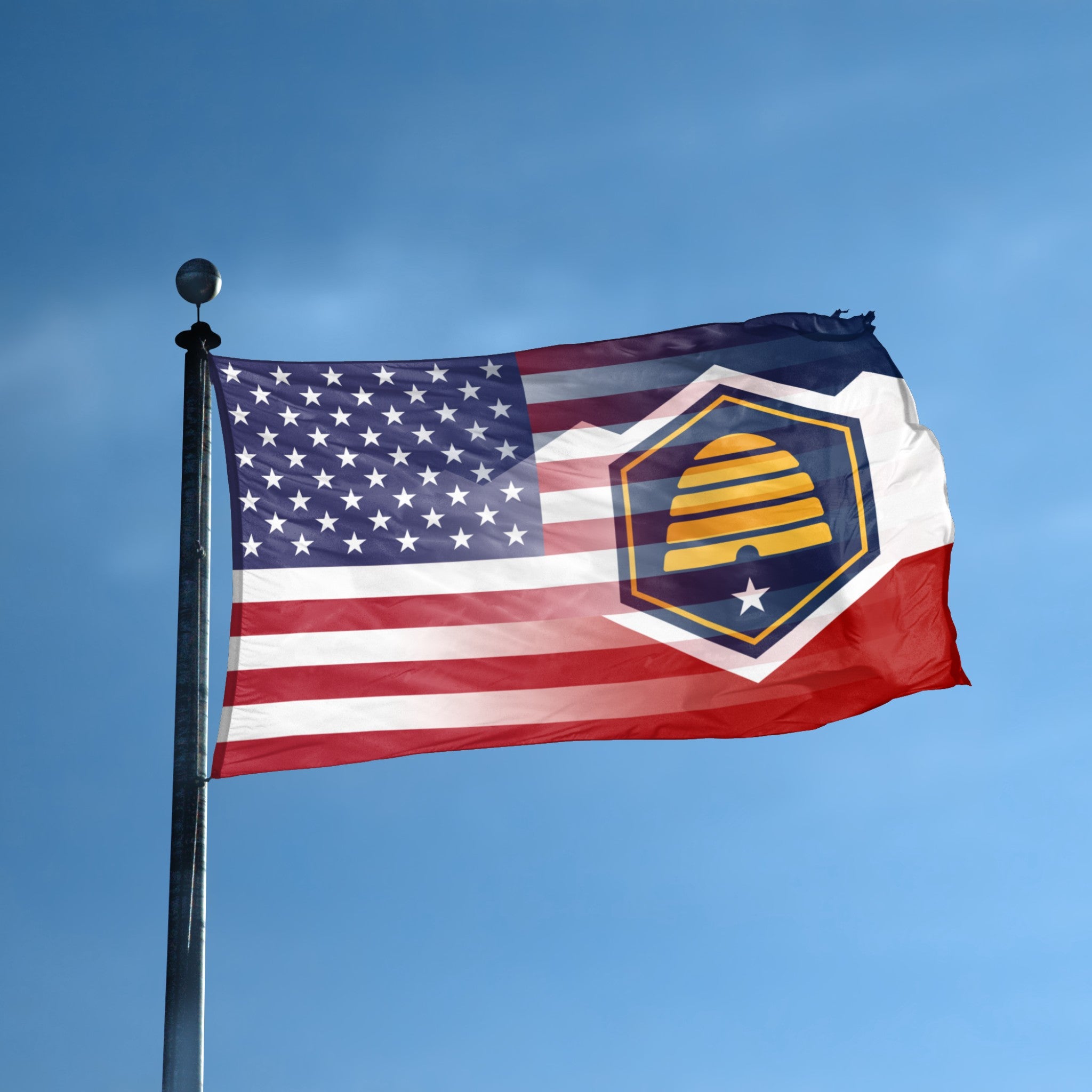 Utah American Hybrid flag displayed outdoors – weatherproof house banner on pole | Bannerfi