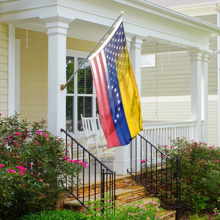 Venezuelan American Hybrid Flag on a front porch - Flags by Bannerfi