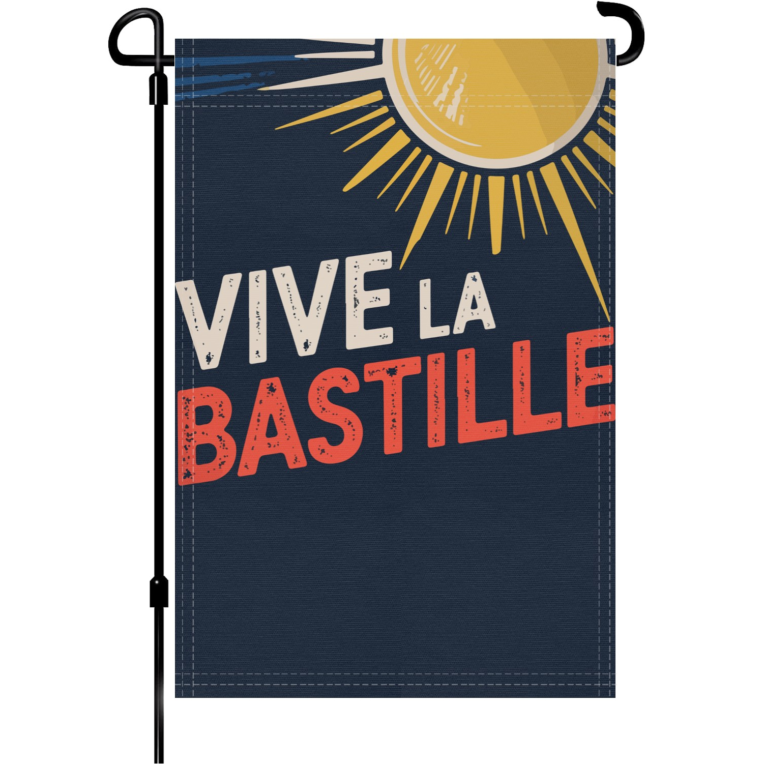 Vive La Bastille garden flag made of weatherproof polyester mounted on a garden flagpole | Bannerfi