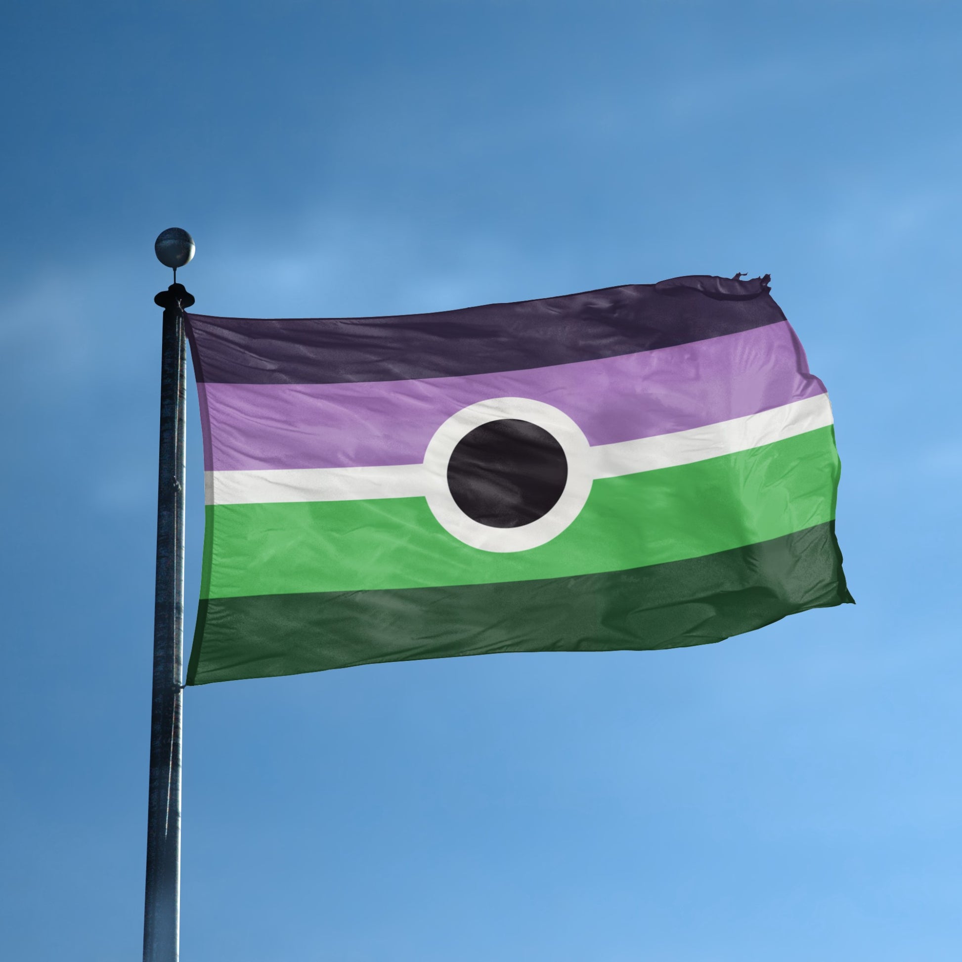 Voidpunk Pride flag displayed outdoors – weatherproof house banner on pole | Bannerfi