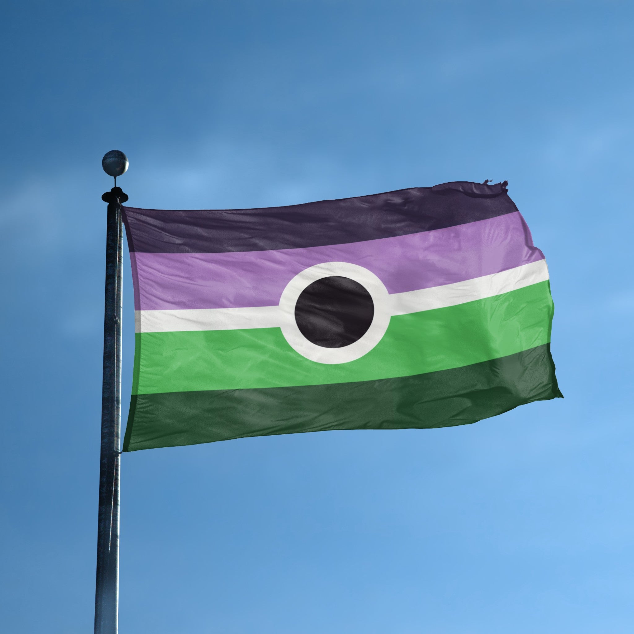 Voidpunk Pride flag displayed outdoors – weatherproof house banner on pole | Bannerfi