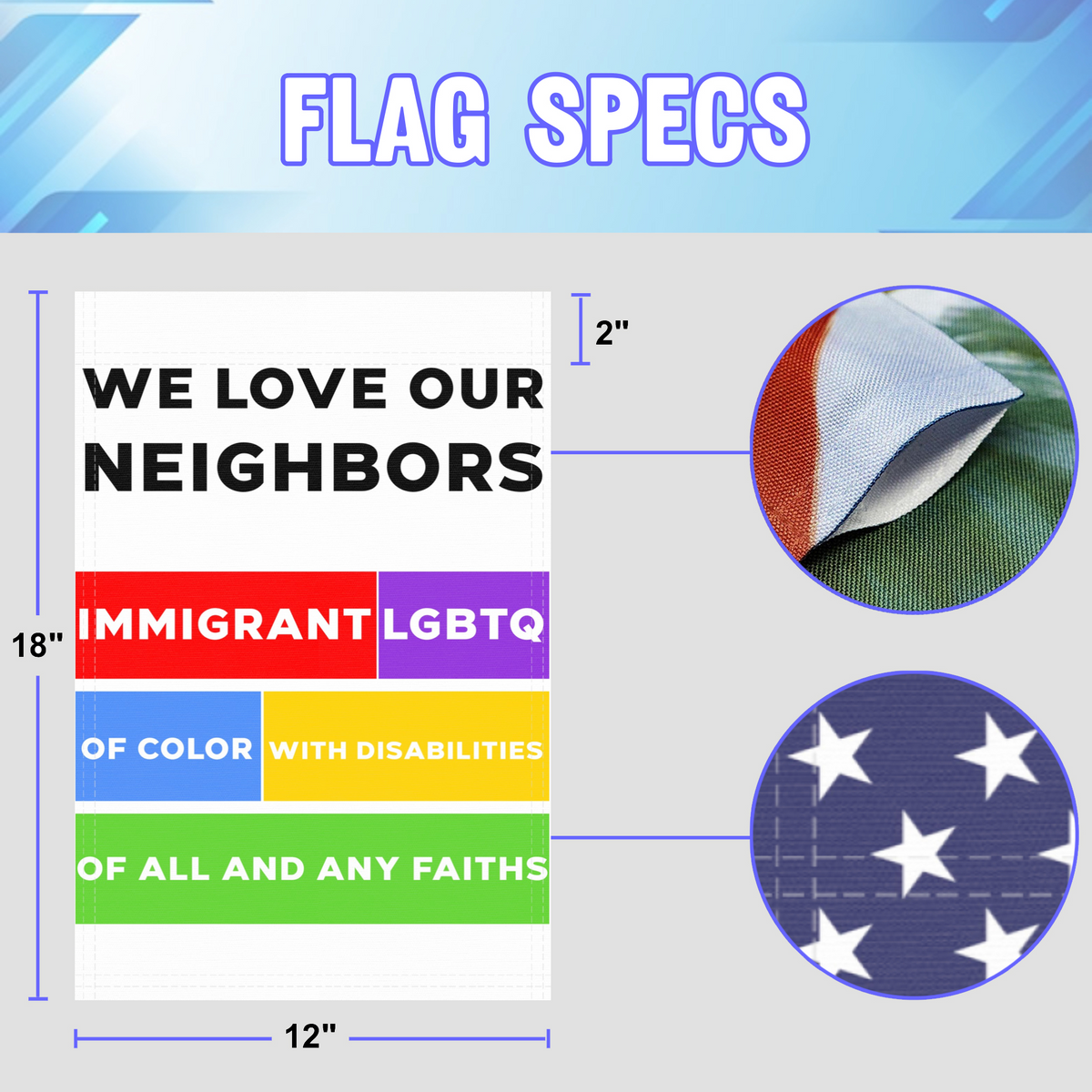 We Love Our Neighbors Garden Flag