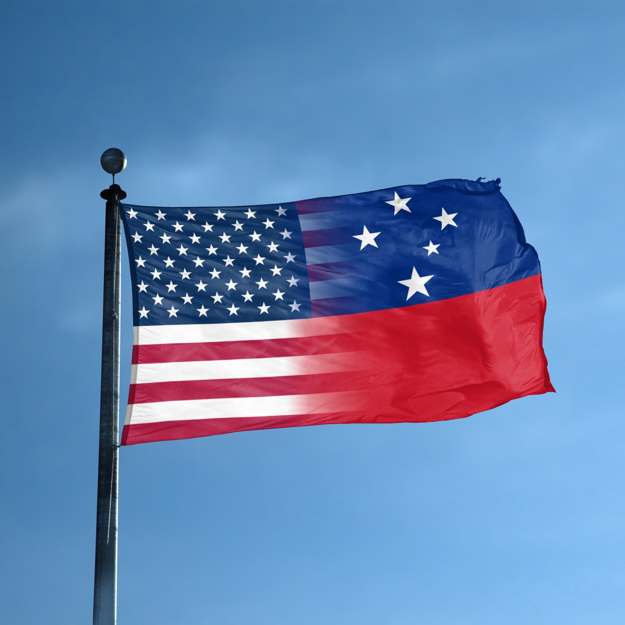 Western Samoan American flag displayed outdoors – weatherproof house banner on pole | Bannerfi