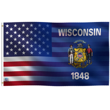 Load image into Gallery viewer, a flag with the state of wisconsin on it
