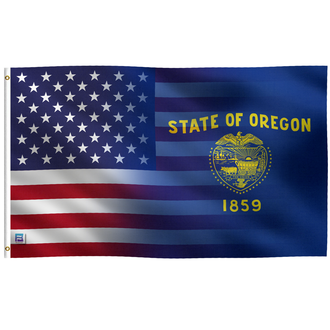 a flag with the state of oregon on it
