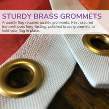 Load image into Gallery viewer, a close up of a flag with brass grommets
