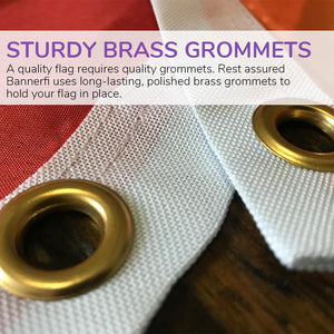 Brass grommets on the corner of a flag