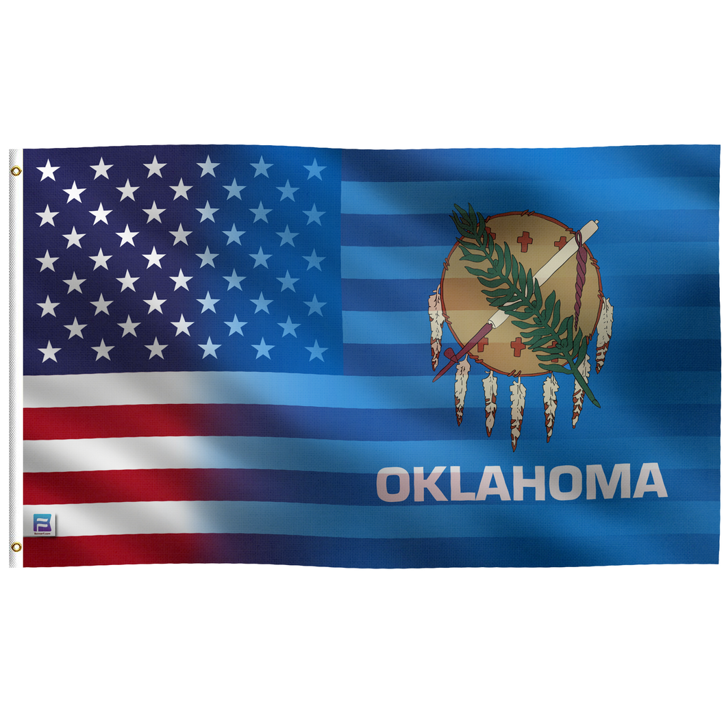 a flag with the state of oklahoma on it