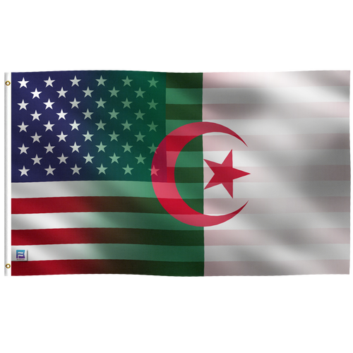 an American flag with the Algerian star and a crescent on it