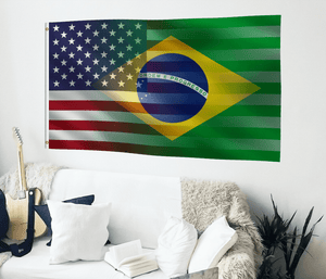 Brazilian American Dual Flag living room