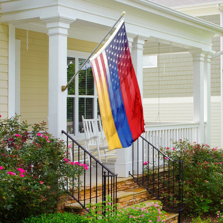 Armenian American Hybrid Flag on a porch - Flags by Bannerfi
