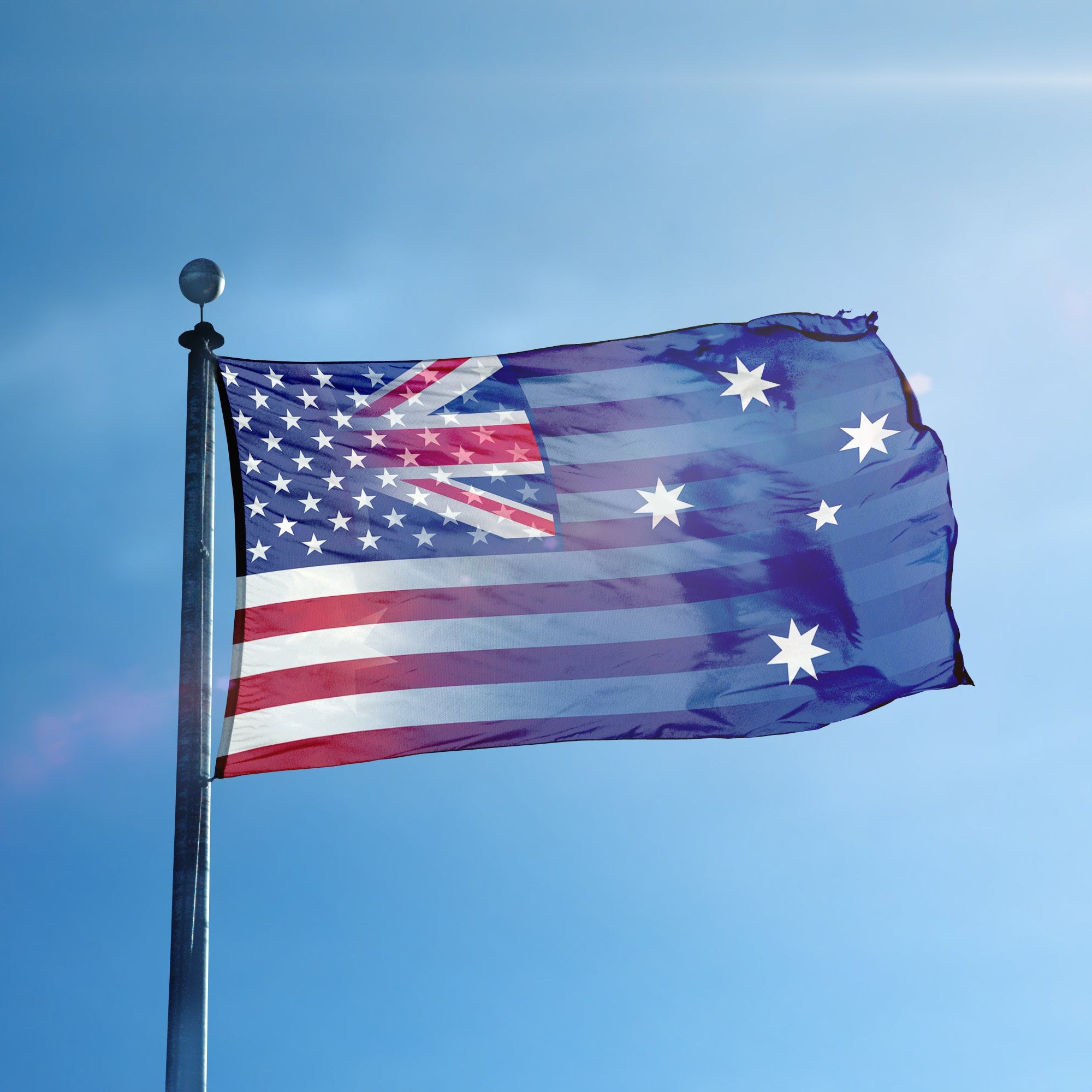 Australian American Hybrid Flag on a flagpole - Flags by Bannerfi