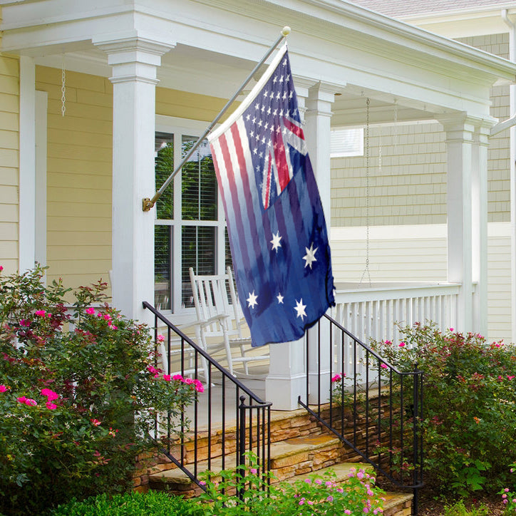 Australian American Hybrid Flag on a front porch - Flags by Bannerfi