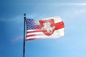 Belarusian American (Pahonia Coat of Arms) Hybrid Flag