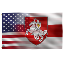 Load image into Gallery viewer, Belarusian American (Pahonia Coat of Arms) Hybrid Flag
