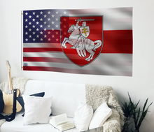 Load image into Gallery viewer, Belarusian American (Pahonia Coat of Arms) Hybrid Flag
