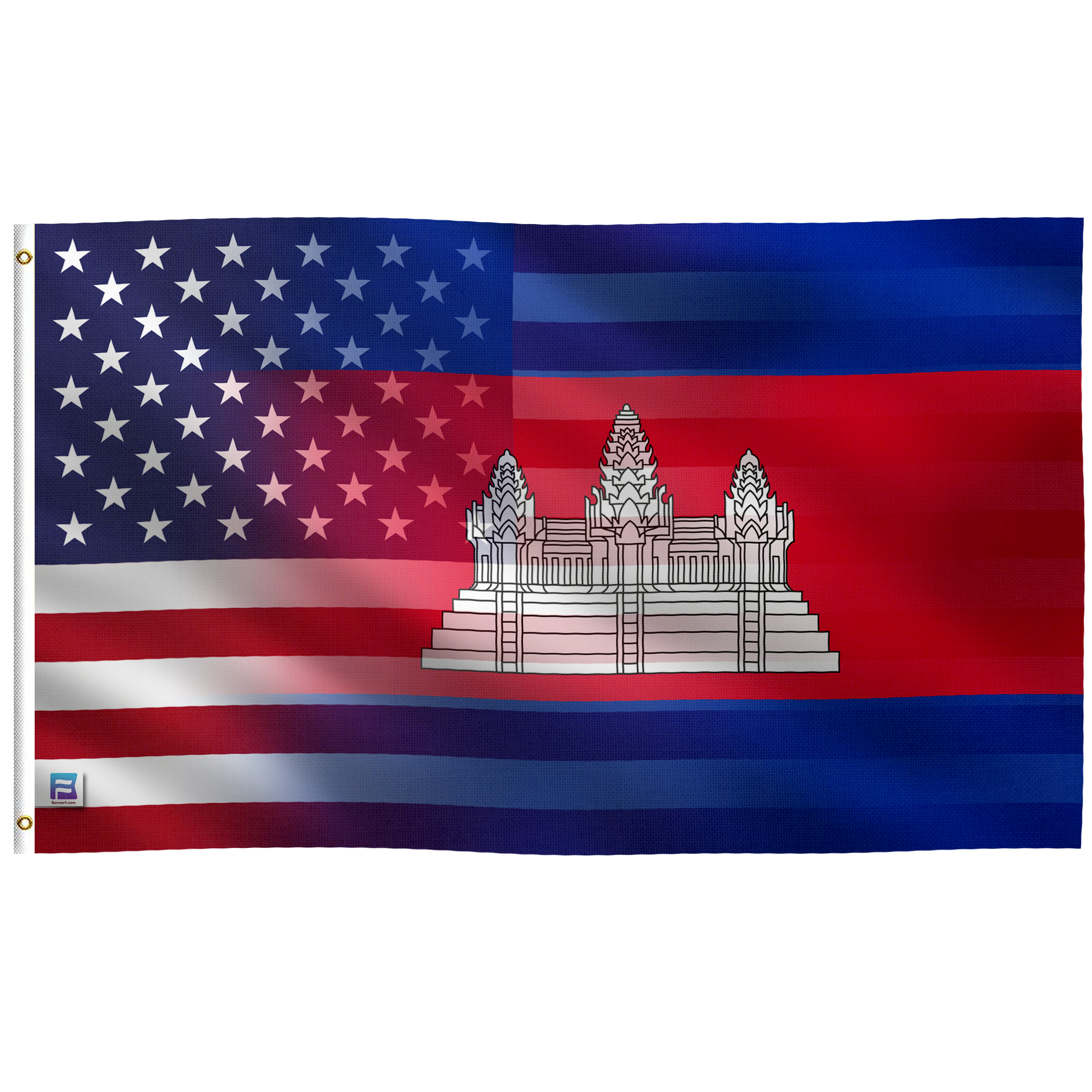 Cambodian American Hybrid Flag