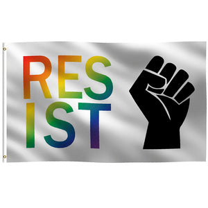 Resist Fist LGBTQ Pride Flag