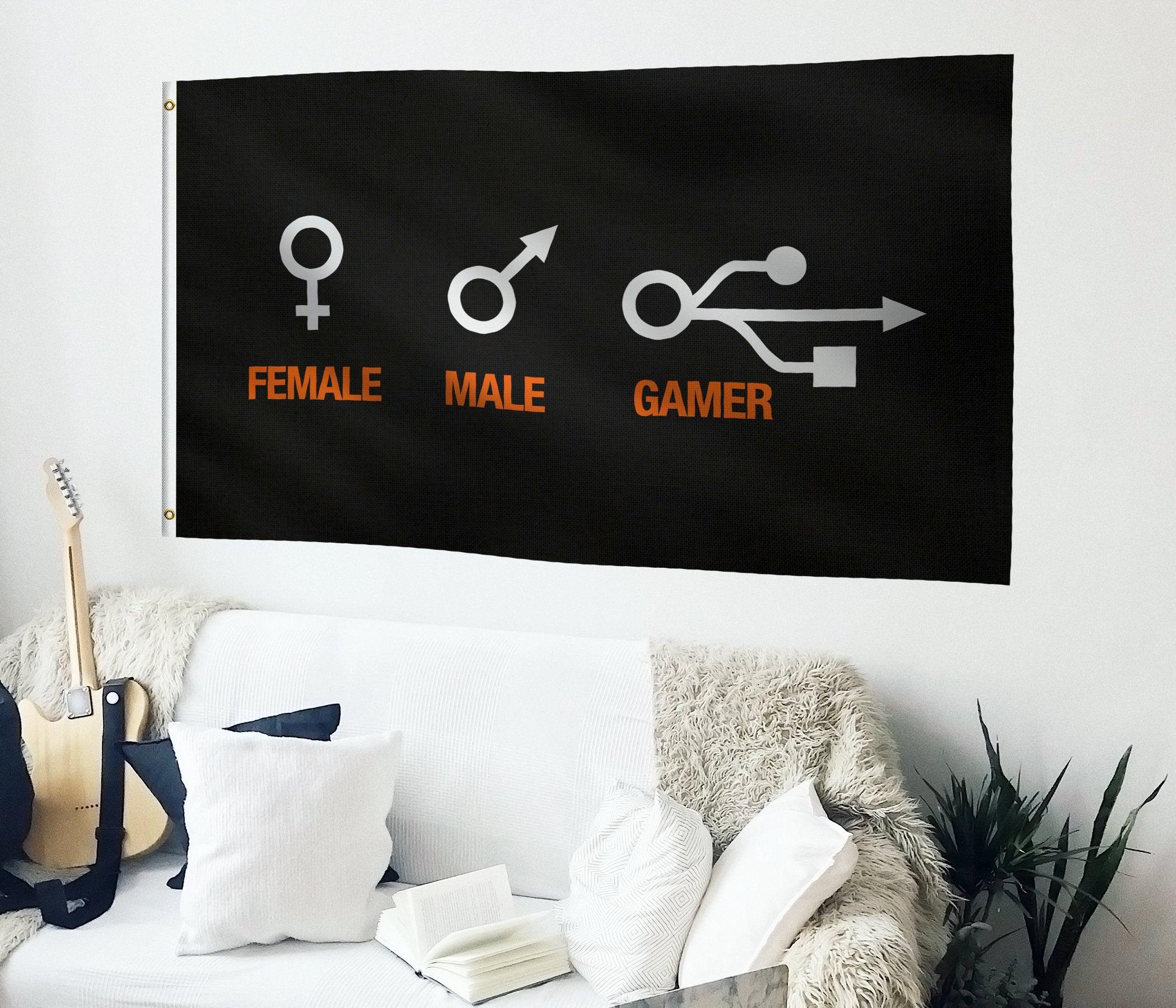 Female Male Gamer Neutral Flag - Bannerfi