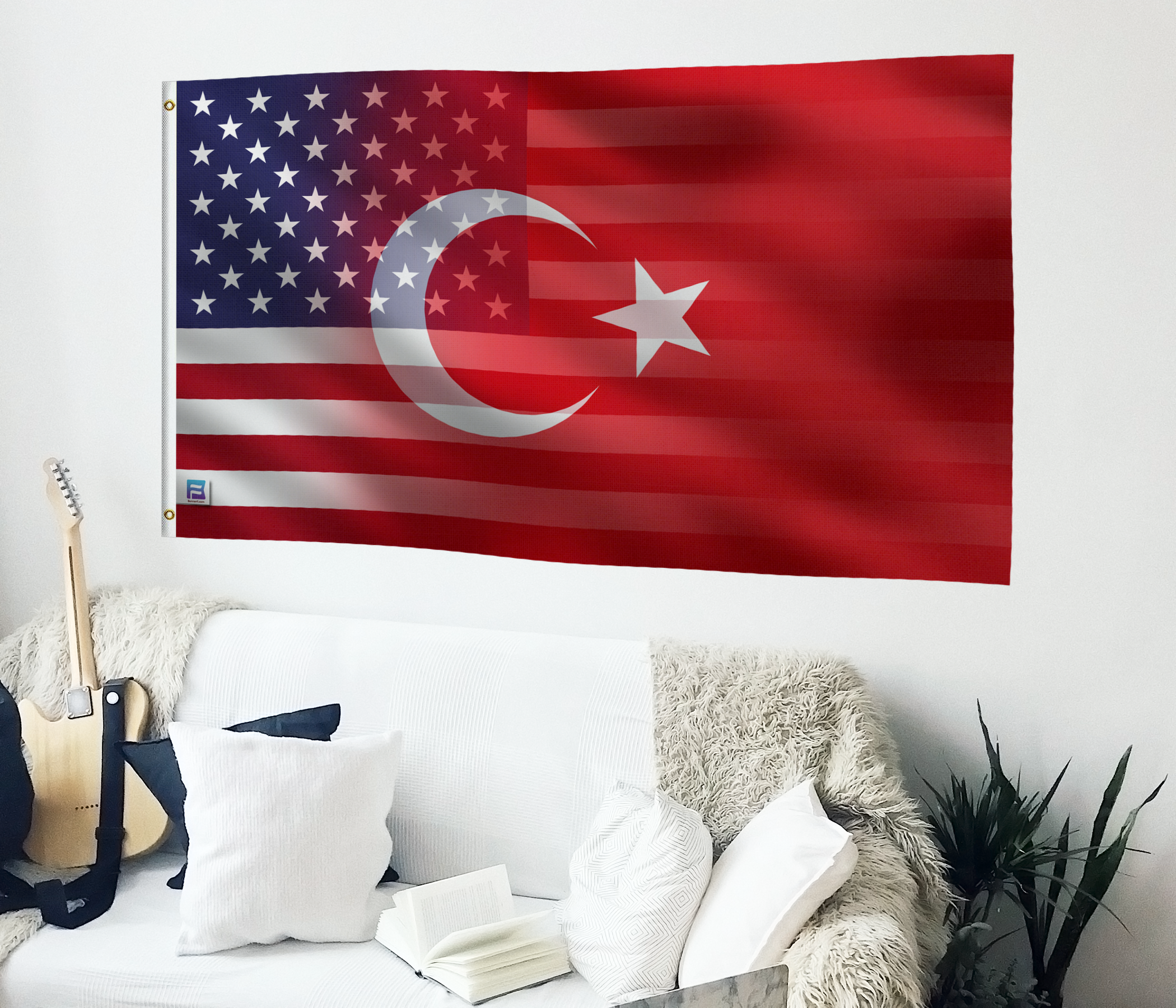 Turkish American Hybrid Flag