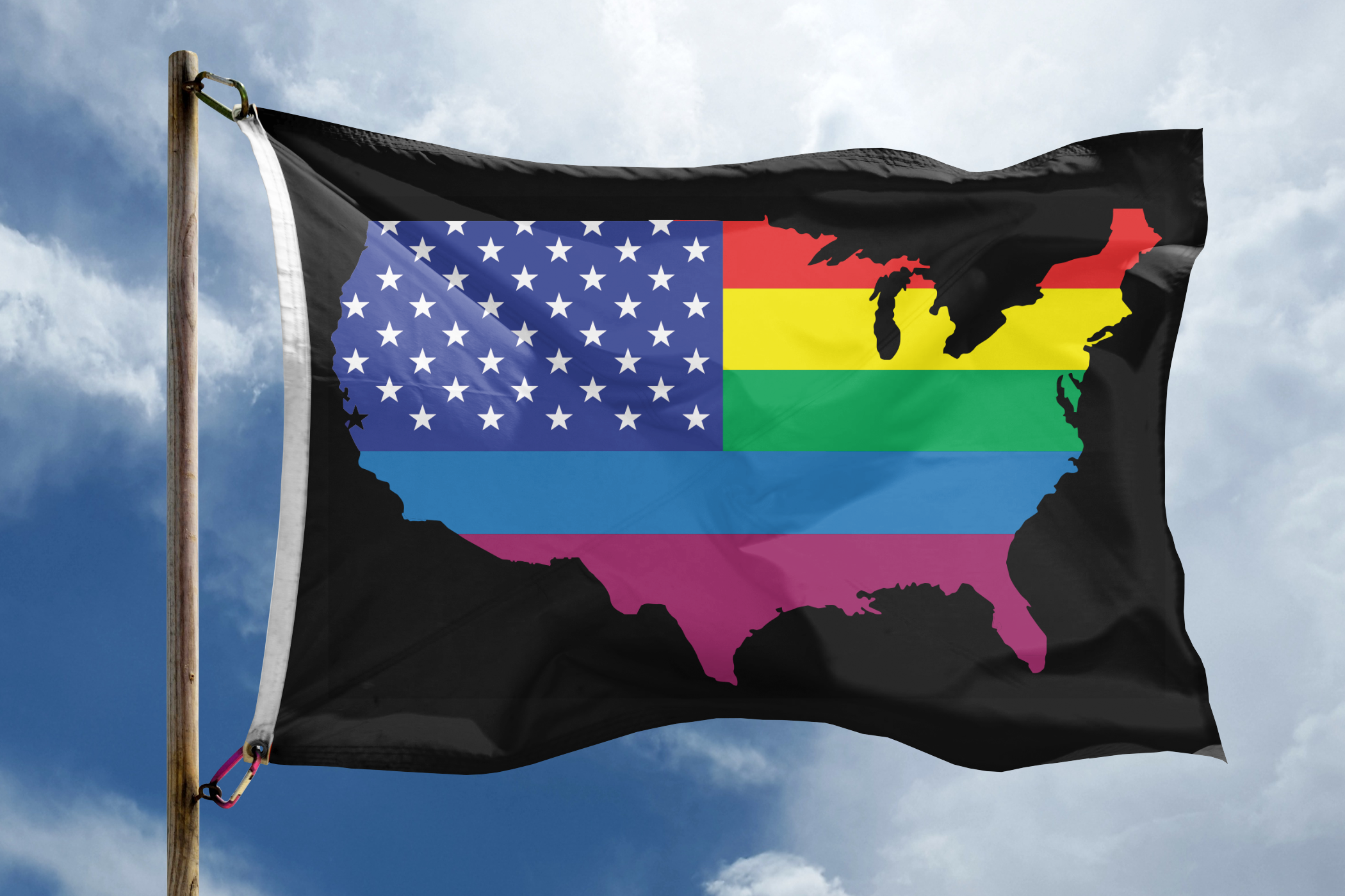 U.S. Map Rainbow Flag