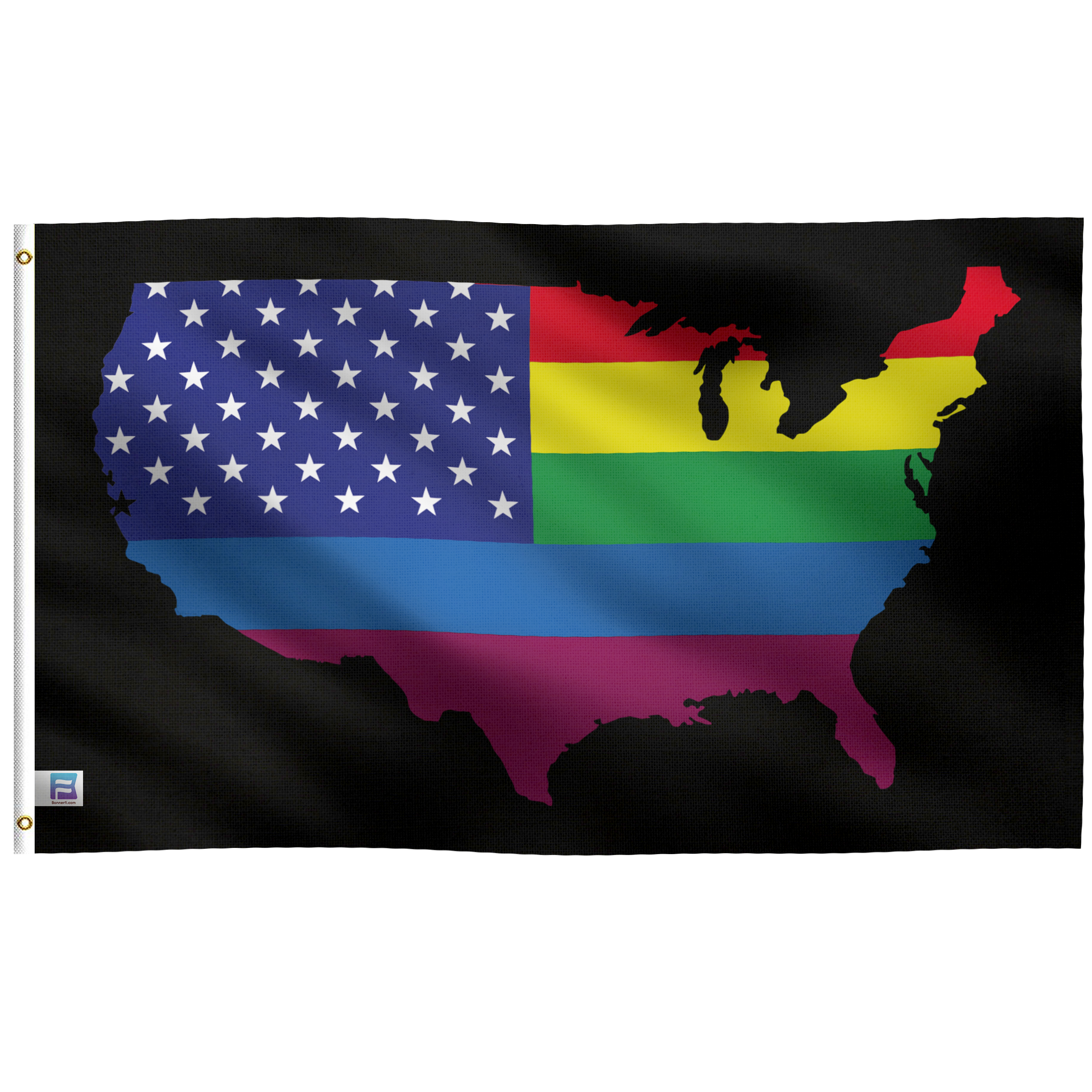 U.S. Map Rainbow Flag