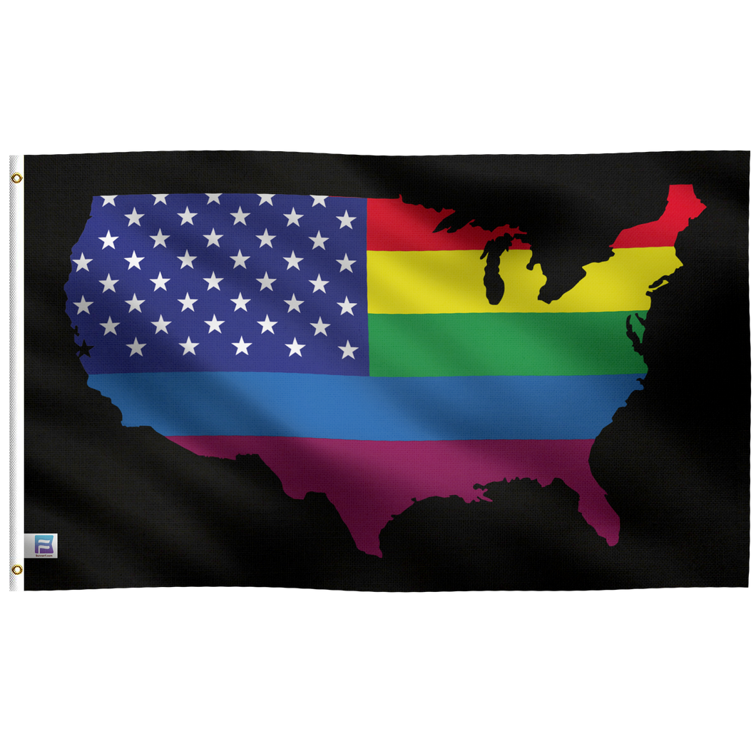 U.S. Map Rainbow Flag