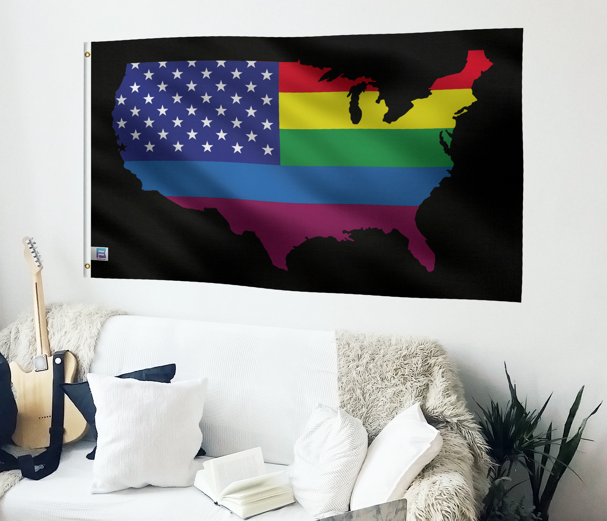 U.S. Map Rainbow Flag