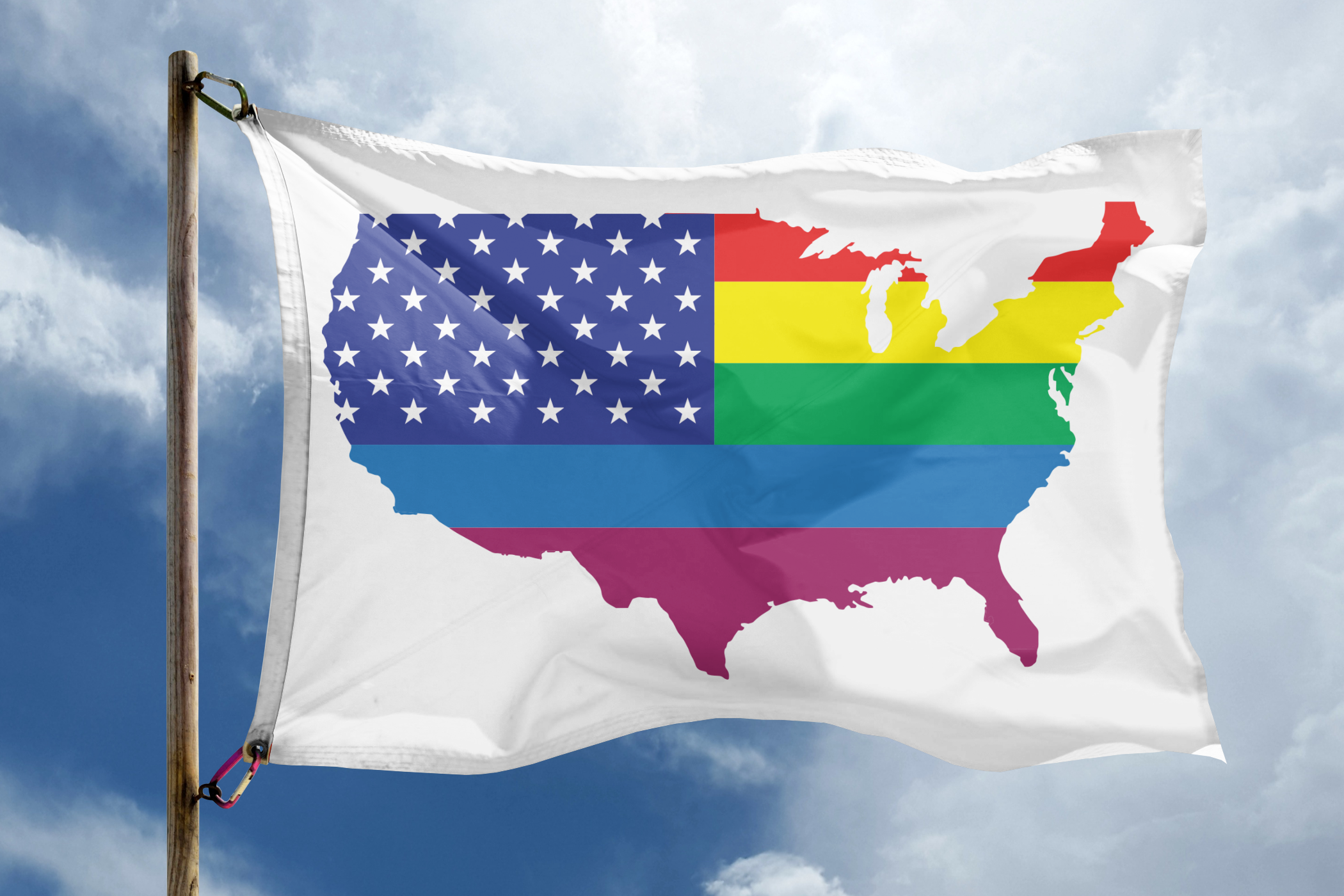 U.S. Map Rainbow Flag