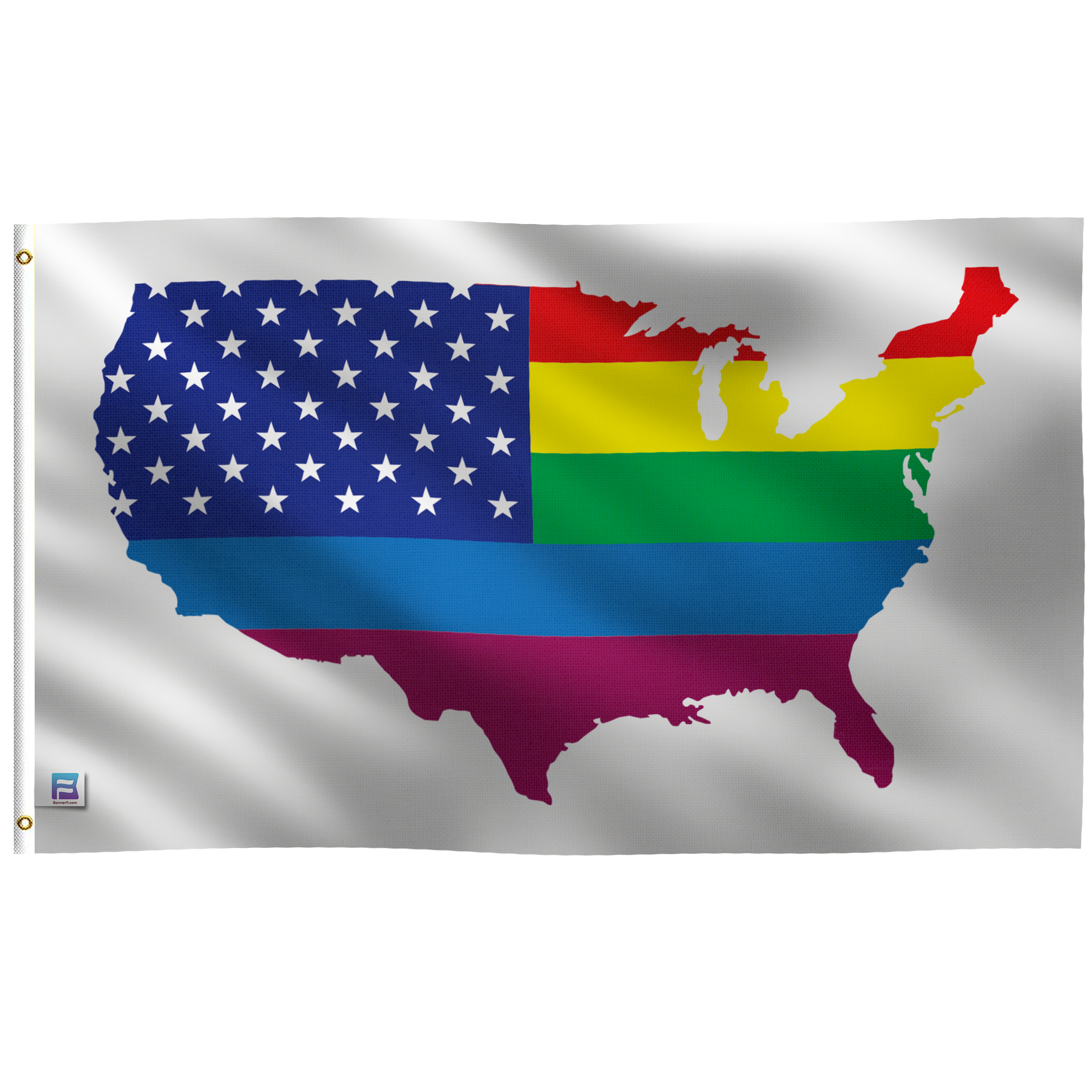 U.S. Map Rainbow Flag