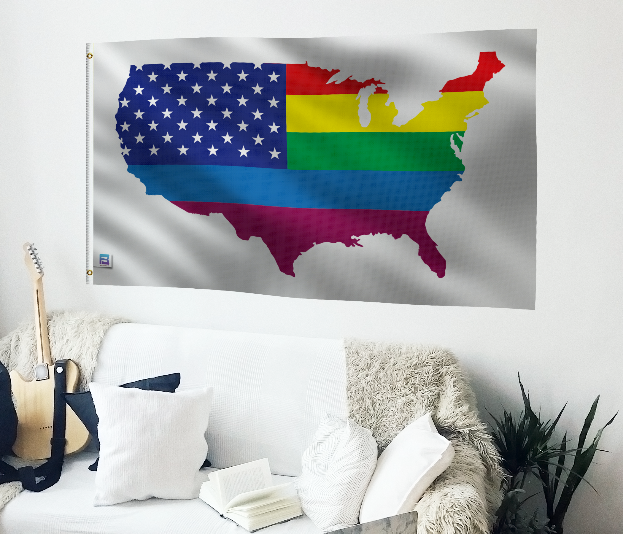 U.S. Map Rainbow Flag